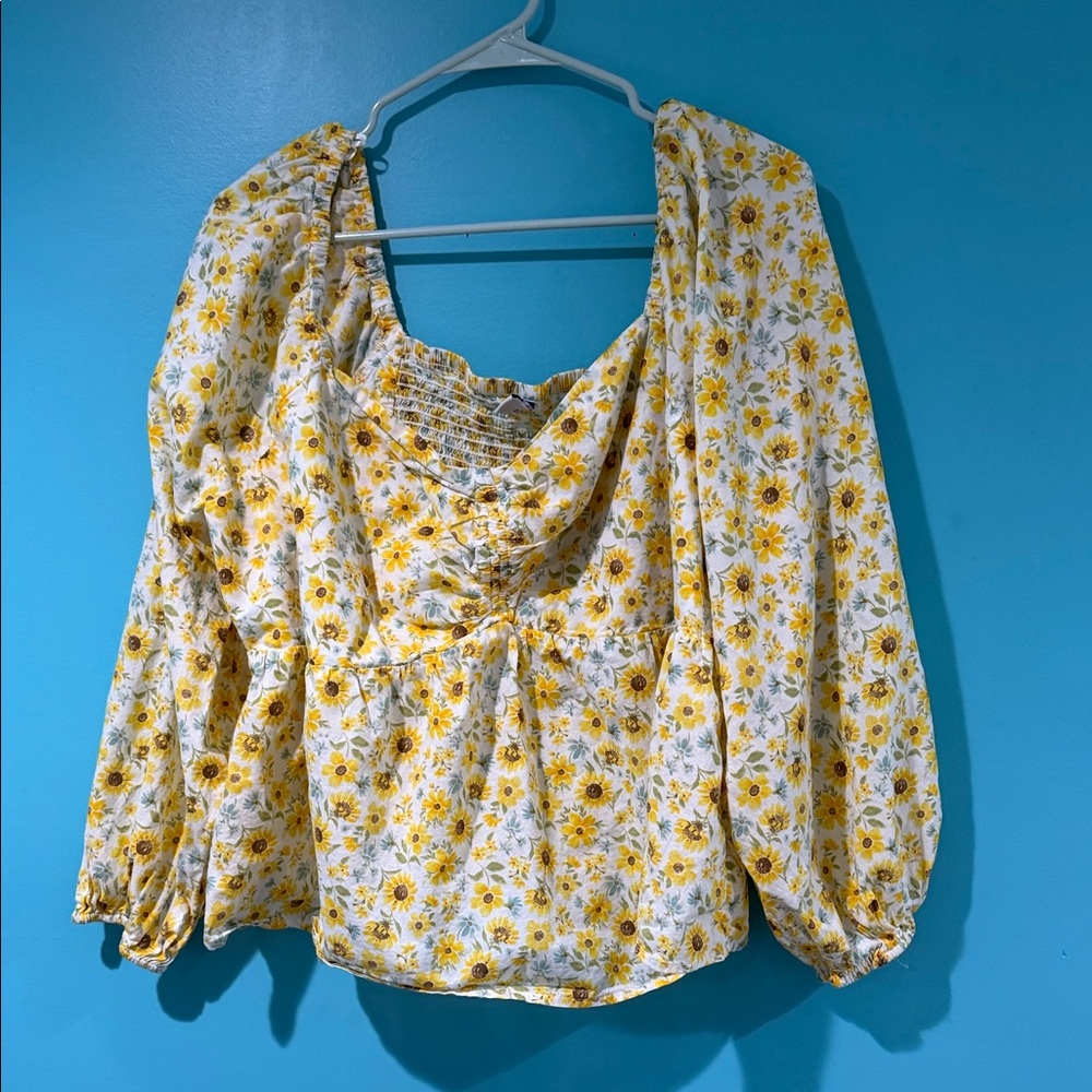 Old Navy Sunflower Print Blouse